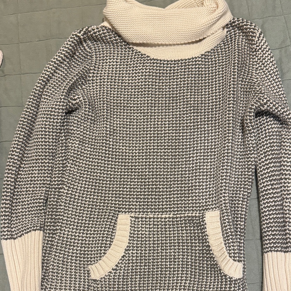 Old Navy Cream and Gray Cowl Neck Sweater